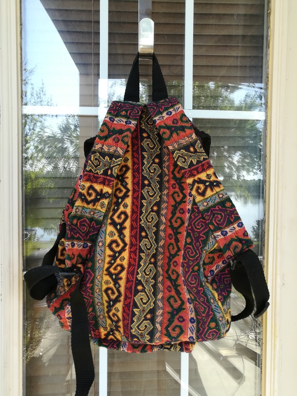 Colorful Boho Woven Backpack - Multicolor - Picture 5 of 9